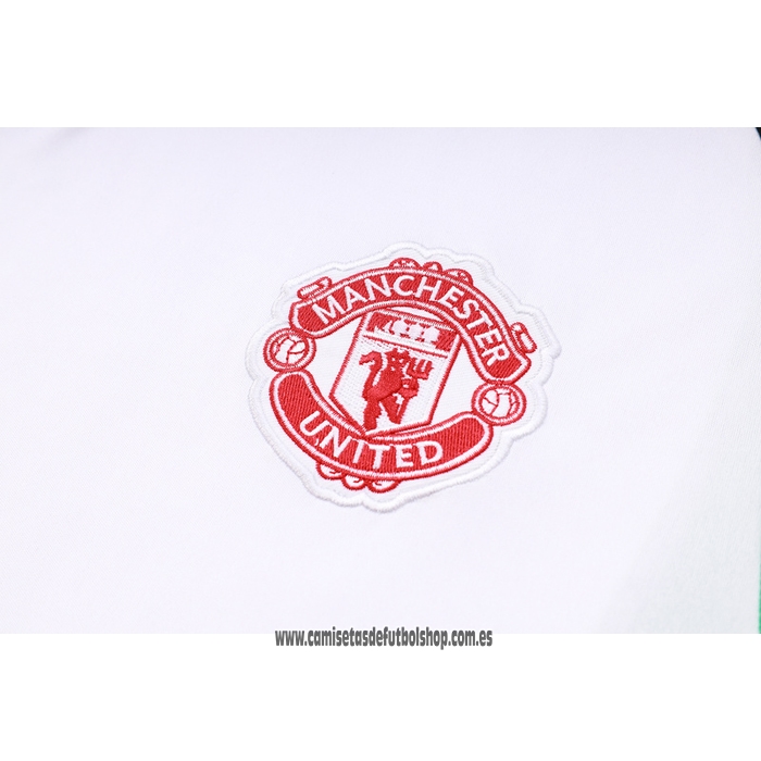 Chandal del Manchester United 23-24 Manga Corta Blanco y Negro - Pantalon Corto